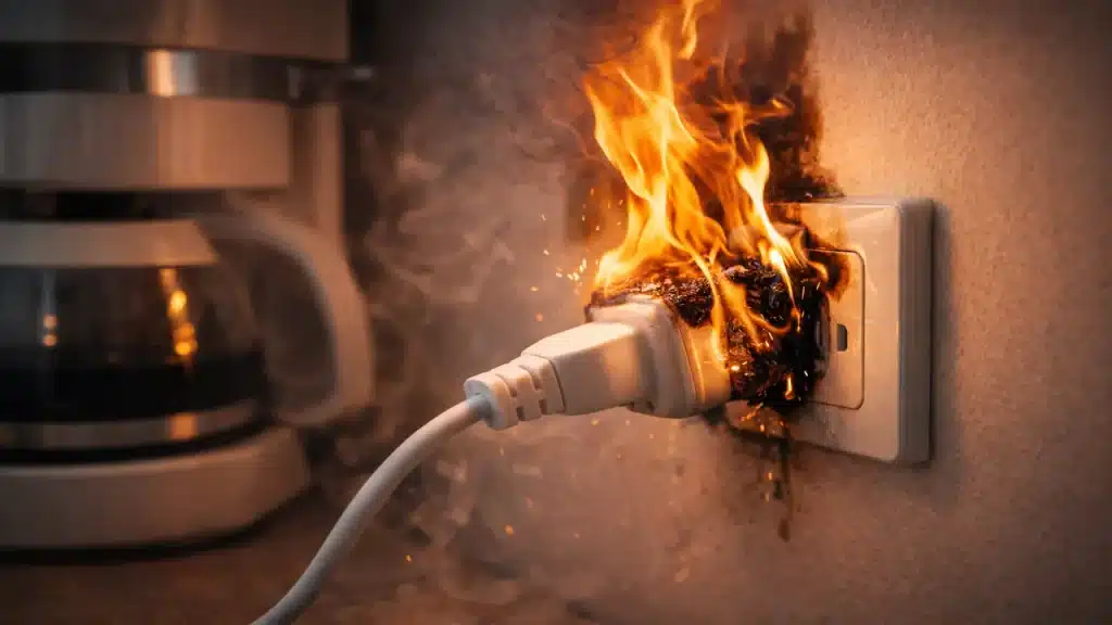 Elektrogeräte sollten nach Gebrauch immer aus der Steckdose gezogen werden, um Brände zu vermeiden.