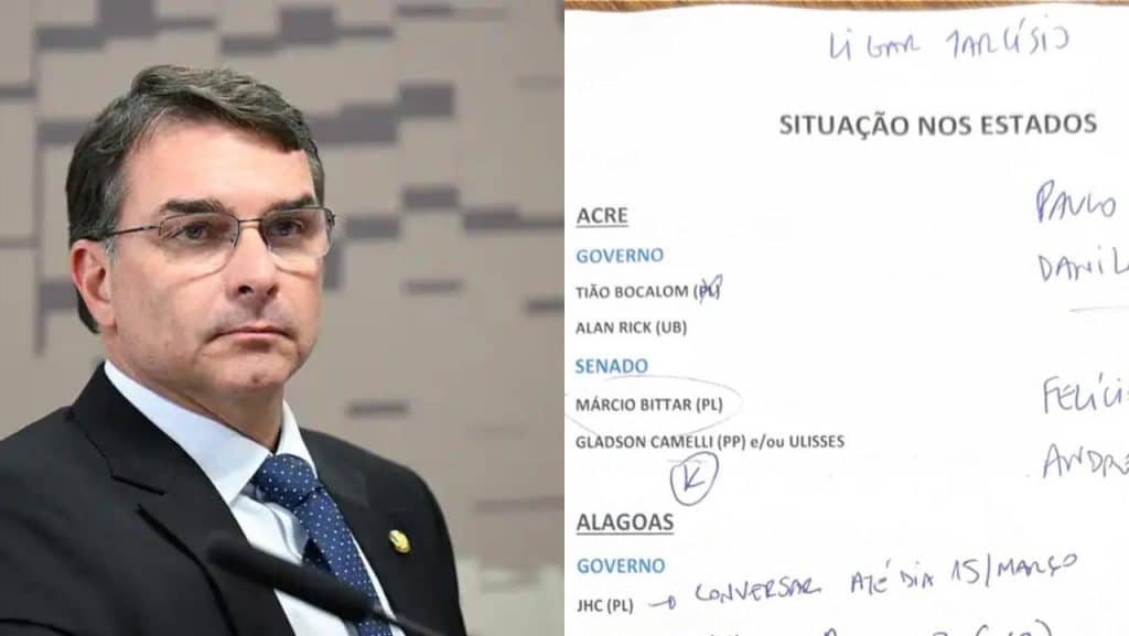 Durchgesickerte angebliche Notiz von Flávio darüber, wen die PL in der Regierung und im Senat in Acre unterstützen wird