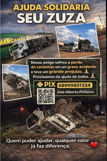 Amigos fazem campanha para ajudar caminhoneiro